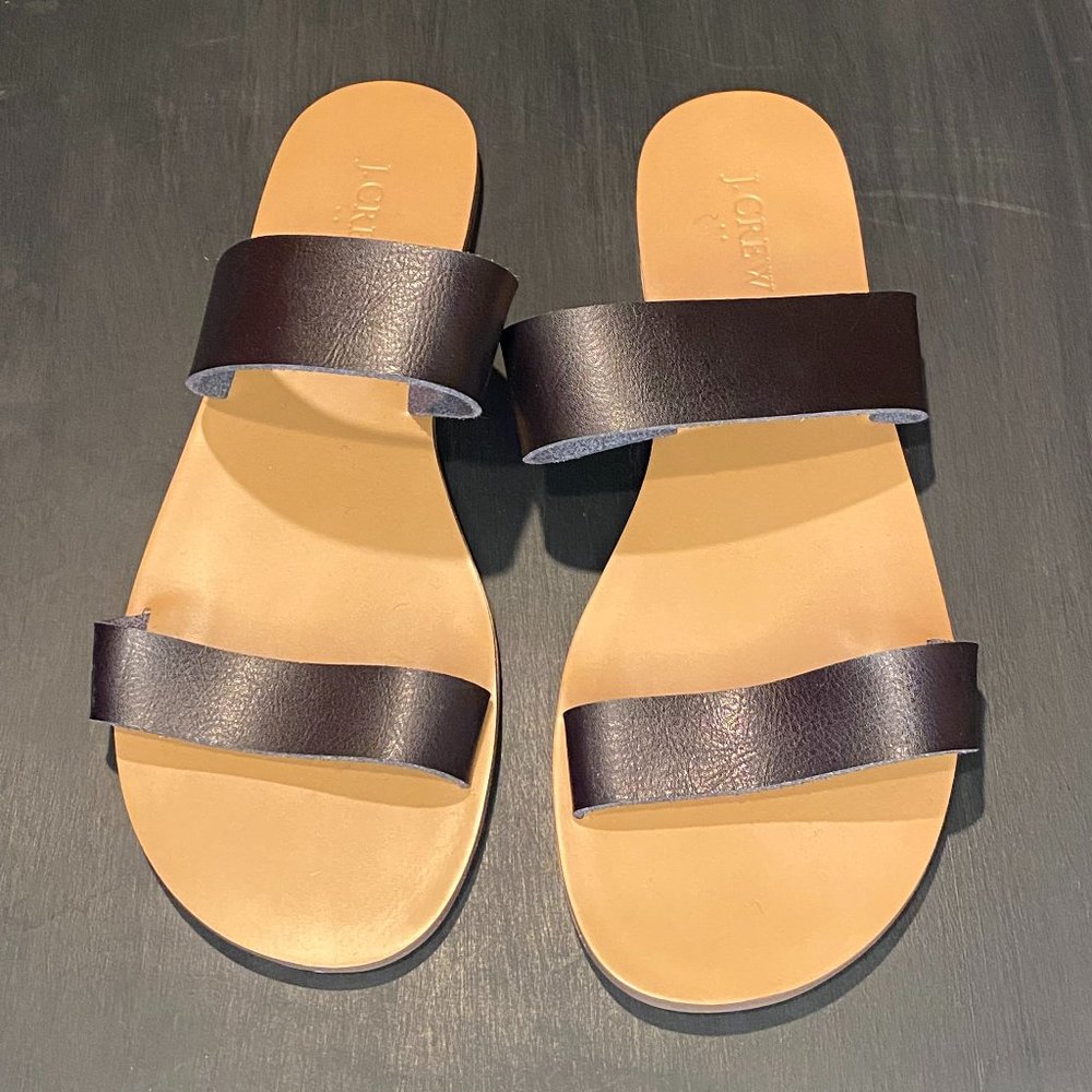 Never-worn, JCrew 2-strap, black leather sandals (size 9)